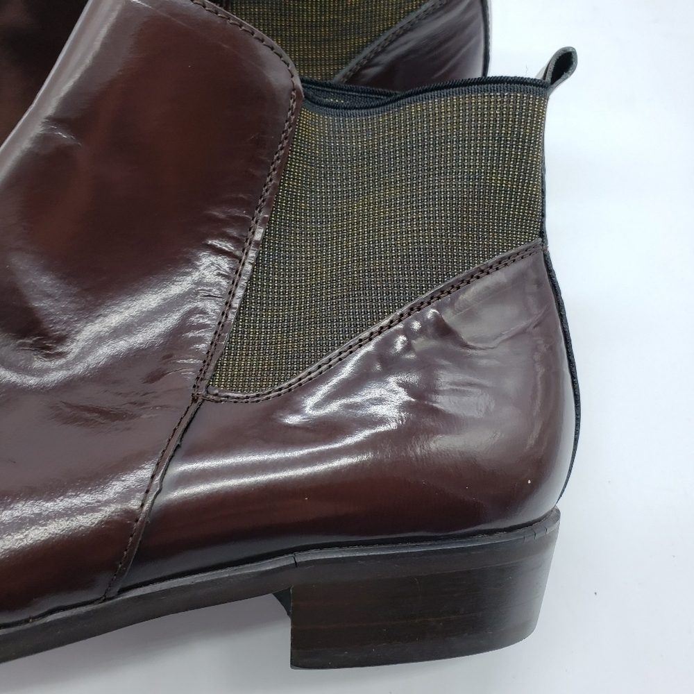 Wonders women EU 39 high shine leather Chelsea boots raisin brown metallic panel - Picture 5 of 13